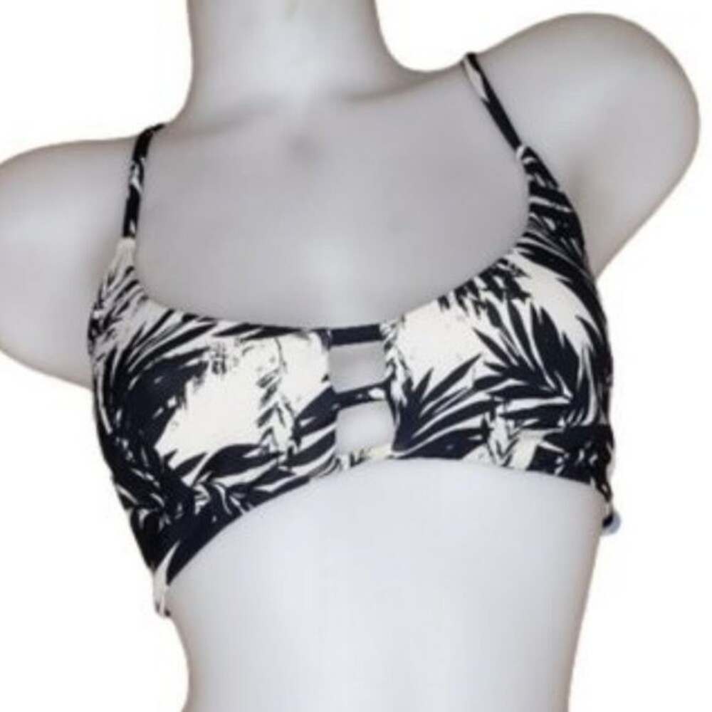Tropical Palms Strappy Cage Bikini Top Small